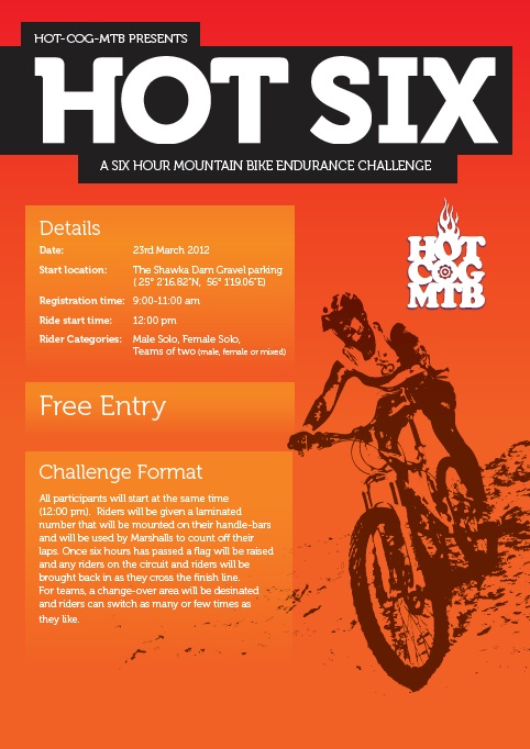 Organised by the Hot Cog MTB Club this 6 hr endurance event promises to be 